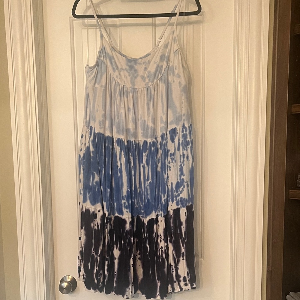 Lane Bryant Blue and Black Tie-Dye Midi Dress